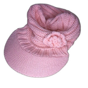 Pink Crochet Floral Newsboy Hat